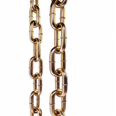 Metal Chain. Strong Concept of 3D Illustration Strong and Secure Linking Lock and Unlock on Isolated White Background, with a Hint of Gold