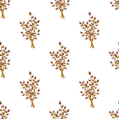pussy willow branches seamless pattern