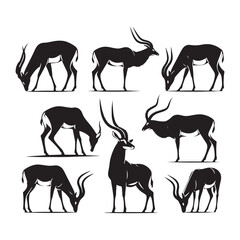 Graceful Gazelle vector art: Vector Antelope Silhouette, minimalist black Antelope Illustration.