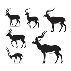 Graceful Gazelle vector art: Vector Antelope Silhouette, minimalist black Antelope Illustration.