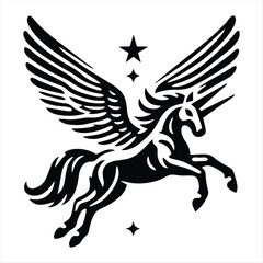 unicorn icon logo vector isolated white background