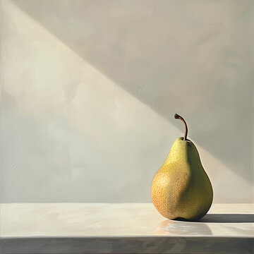 still life with pears on wall background with shadow