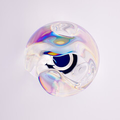 Futuristic glass gradient abstract in shape of eye 3d render illustration design element