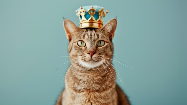 portrait of a cat with crown.