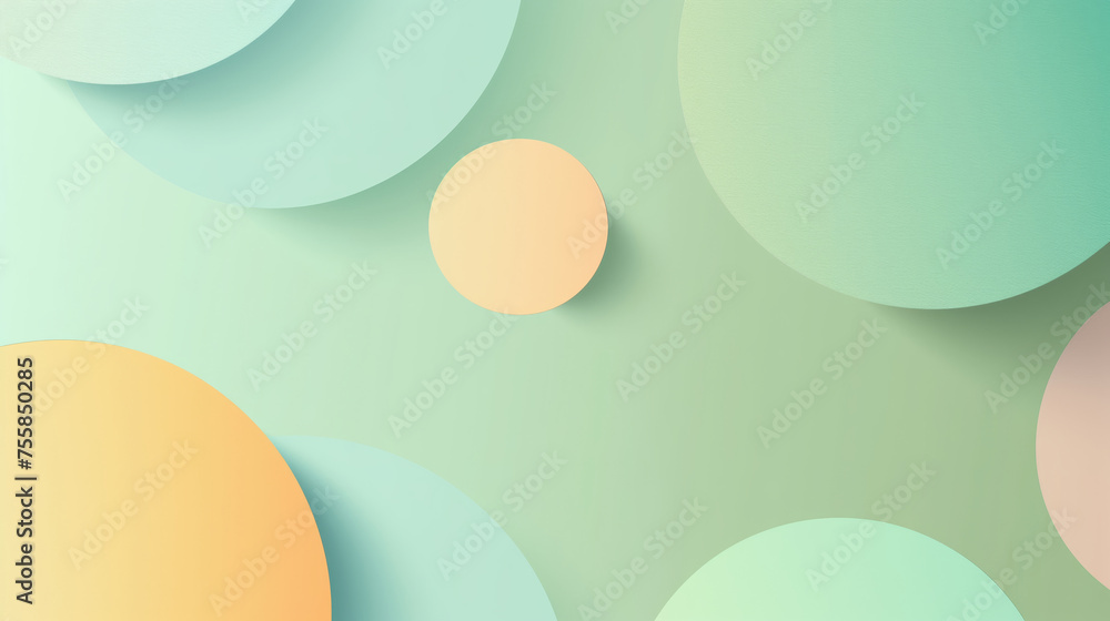 Poster soft pastel circles in an abstract composition, creating a calming and minimalist aesthetic with a s