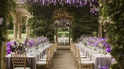 Wedding decor in the countryside, lavender theme decoration