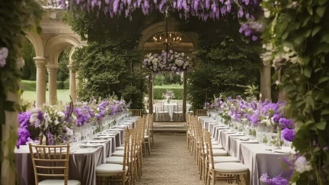 Wedding decor in the countryside, lavender theme decoration