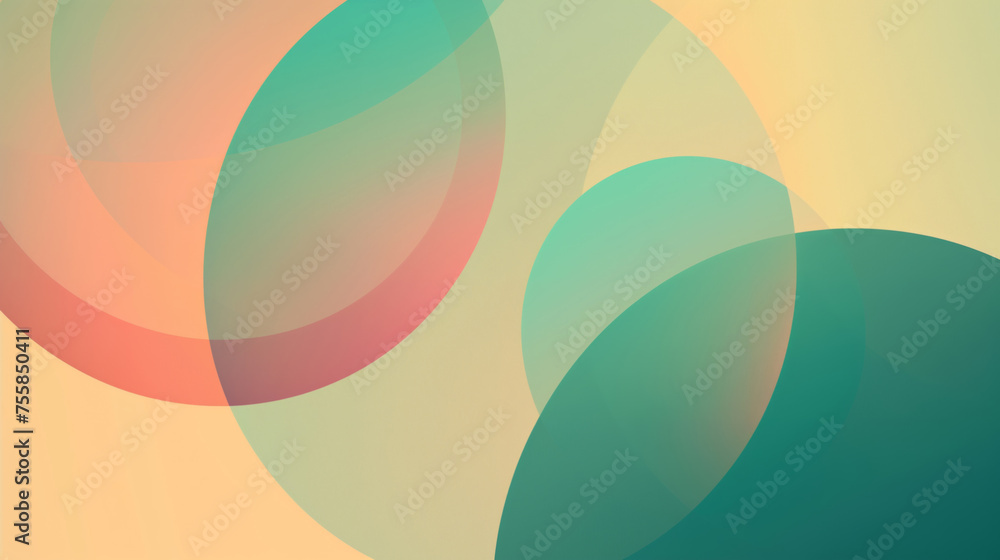 Poster abstract pastel circles overlaying each other, creating a soft and dreamy blend of colors in a moder