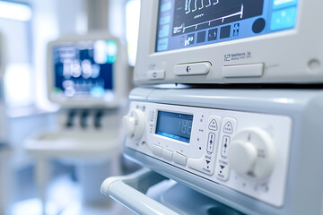 a close up of a medical device in an operating room