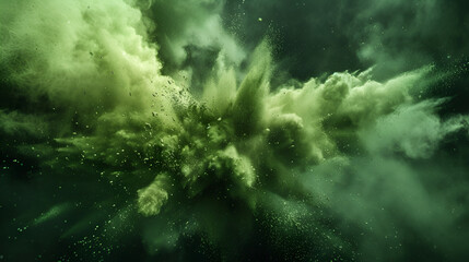Green powder explosion on black background, generative ai - obrazy, fototapety, plakaty