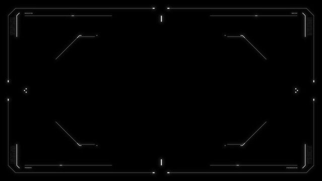 Futuristic glitchy HUD aim. Cyberpunk hologram style distorted HUD screen. User interface screen for game, movie, sci-fi, drone footage, VR etc. Video overlay template. Cyber, tech concept.