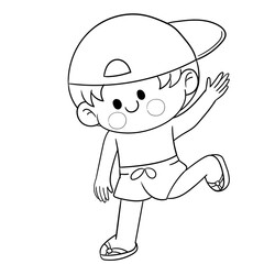 A kid in native costume Playing with water on Songkran day 
