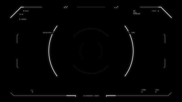 Futuristic glitchy HUD aim. Cyberpunk style distorted HUD screen. User interface hologram screen for game, movie, sci-fi, drone footage, VR etc. Video overlay template. Cyber, tech concept.