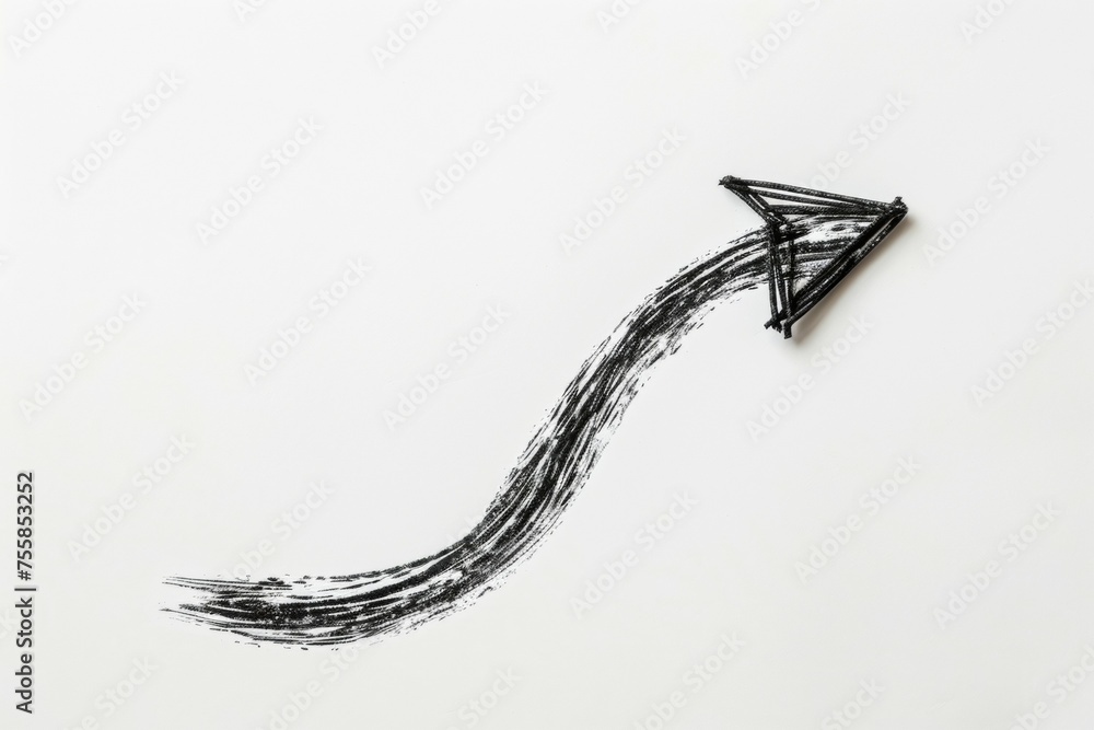Poster drawn arrow. background with selective focus and copy space