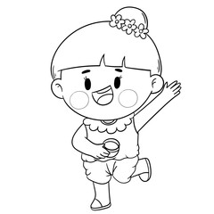 Obraz premium Happy Songkran Festival line art 