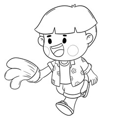 Happy Songkran Festival line art 