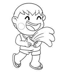 Happy Songkran Festival line art 