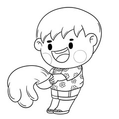 Happy Songkran Festival line art 