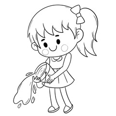 Happy Songkran Festival line art 