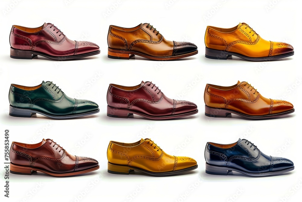 Poster a row of shoes with different colors and styles