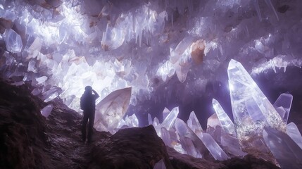Cave with crystals. Crystal cave background