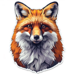 Naklejka premium Realistic Fox Head Sticker Illustration