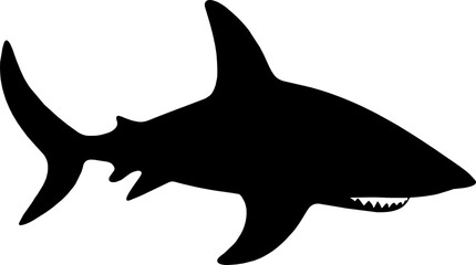 Shark Fish black vector silhouette image