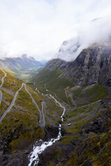 Autumn landscape in Trollstigen road in south Norway in Europe