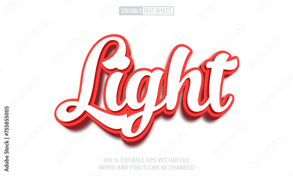 Poster editable 3d text style effect - light text effect template