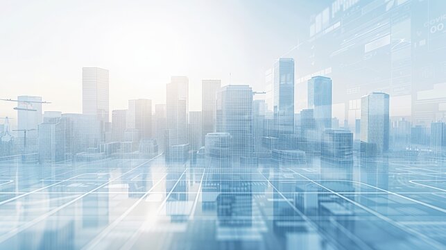 Futuristic smart city with high tech buildings, smart transportation, drones, and green spaces