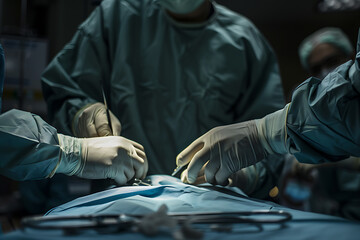 Surgeons perform surgery on a Vertebrate mammal in OR