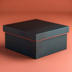 on a red background, a black gift box 