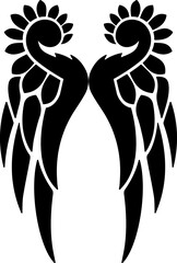 Wings Tattoo Design black vector silhouette image