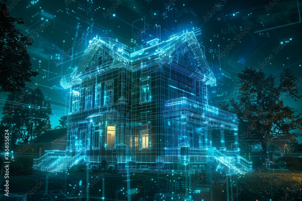 Poster smart house concept. background with selective focus and copy space