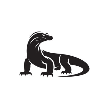 recommend clip art: Regal Reptiles: Vector Komodo Dragon Silhouette, Minimalist Black Komodo dragon Illustration.