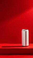 Mock up empty white aluminum soft drink can on abstract background with copy space for text - obrazy, fototapety, plakaty