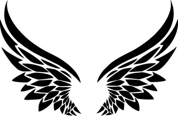 Wings Tattoo Design black vector silhouette image