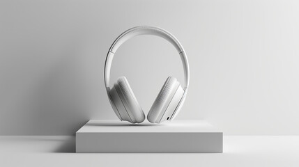 White wireless headphones on a clean studio background