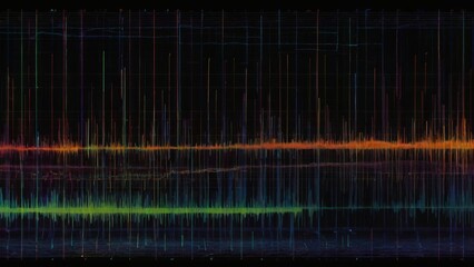 On the computer screen of a professional audio editing program, intricate sound waves dance and pulse, depicting the nuances of a vocal recording for a voiceover. Each waveform represents the intensit