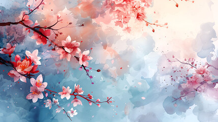 cherry blossom in spring, painting concept, generative ai