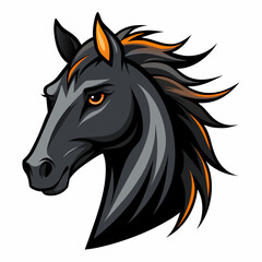 Horse  black head vector - obrazy, fototapety, plakaty