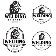 Welding company badge logo design with editable vector file