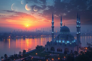Fototapeta premium Beautiful Ramadan symbolic background
