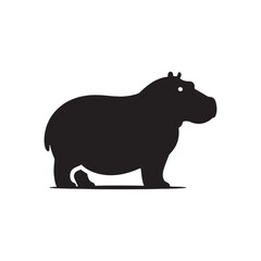 Gentle Giants vector art: Vector Hippo Silhouette, Minimalist Black Hippo illustration.