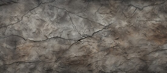 Detailed view of a fractured bedrock wall the pattern resembles a landscape with cracks resembling wood grain, twiglike lines, and dark rock formations - obrazy, fototapety, plakaty