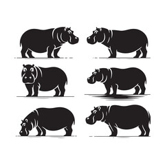 Gentle Giants vector art: Vector Hippo Silhouette, Minimalist Black Hippo illustration.