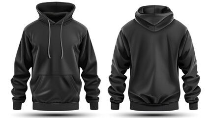 Set of Black front and back view tee hoodie hoody, generative ai - obrazy, fototapety, plakaty
