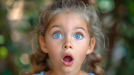 Surprised little girl with wide eyes