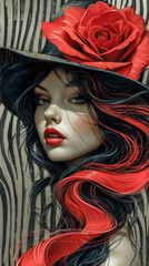 Mystic Rose Enigmatic Beauty with Art Deco Elegance wallpaper Background Digital Art Art-Deco Poster Cover