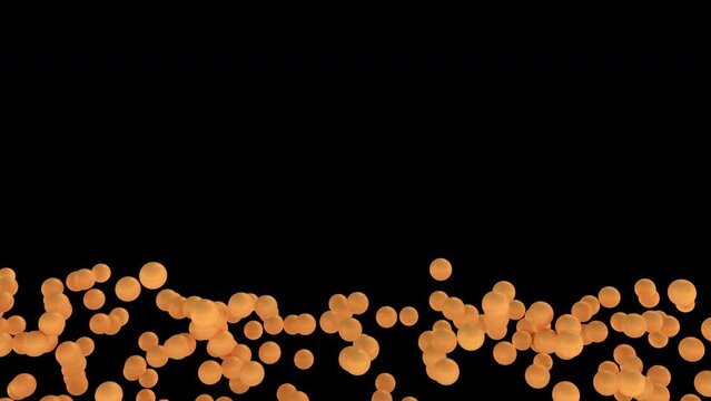 Animated orange plain ping pong or table tennis balls dancing against transparent background.